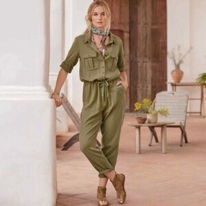 NEW Sundance "Wayside" military green utility jumpsuit Small